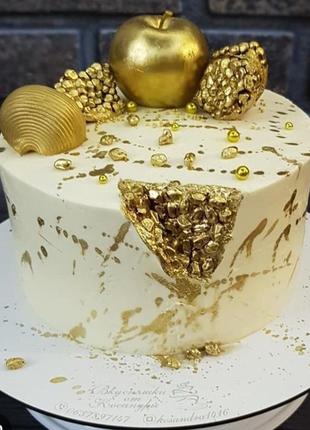 Кандурин пищевой сухой золотой для тортов и декора