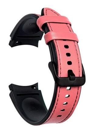 Кожаный ремешок slick для samsung galaxy watch5 40mm / 44mm/ pro 45mm розовый 20мм