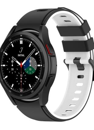 Силіконовий ремінець ricco для samsung galaxy watch 6 classic 43mm чорно-білий 20мм