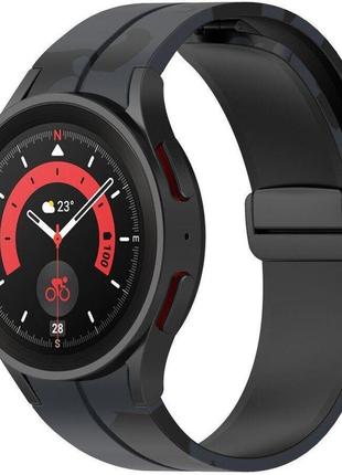 Силіконовий ремінець cls-color для samsung galaxy watch5 pro 45mm чорно-сірий 20мм