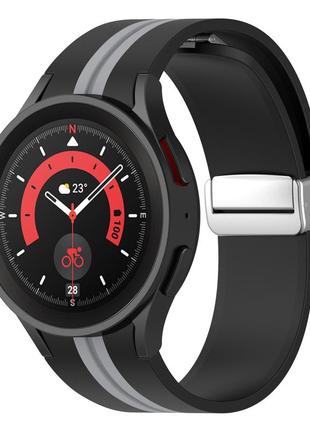 Силиконовый ремешок cls-line для samsung galaxy watch 6 classic 43mm черно-серый 20мм