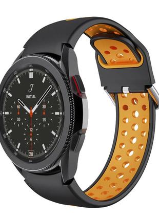 Силіконовий перфорований ремінець galaxy uniq для samsung galaxy watch5 44mm чорно-жовтий