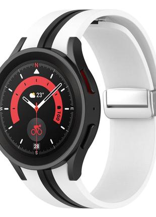 Силиконовый ремешок cls-line для samsung galaxy watch5 44mm бело-черный 20мм