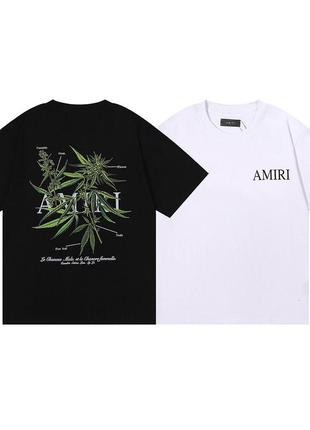 Летняя футболка амири. стильная футболка amiri с каннабисом. s-2xl