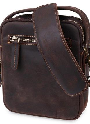 Шкіряна чоловіча вінтажна сумка vintage 20372 коричневий7 фото