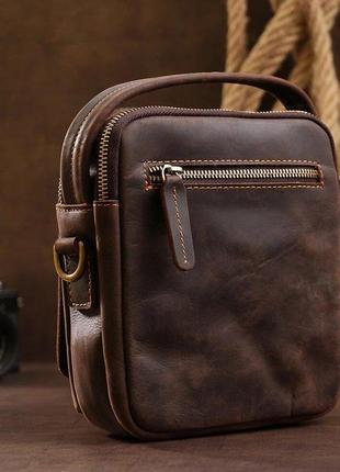 Шкіряна чоловіча вінтажна сумка vintage 20372 коричневий3 фото