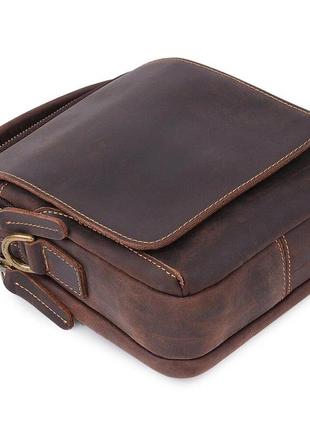 Шкіряна чоловіча вінтажна сумка vintage 20372 коричневий6 фото