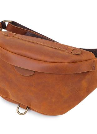 Кожаная мужская винтажная сумка на пояс vintage 20371 коричневый