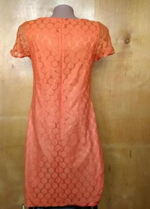 Р 10 / 44-46 яркое оранжевое платье гипюровое с трикотажной основой3 фото