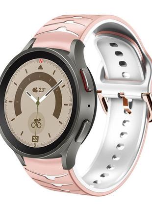 Силиконовый ремешок scales для samsung galaxy watch4 classic 42mm / classic 46mm розово-белый 20мм