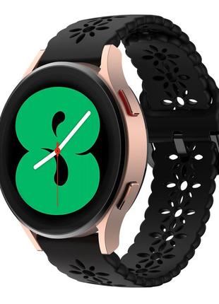 Силіконовий ремінець flower для samsung galaxy watch4 40mm / 44mm чорний 20мм