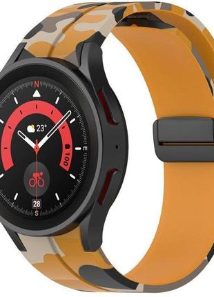 Силиконовый ремешок cls-color для samsung galaxy watch5 pro 45mm желто-черный 20мм