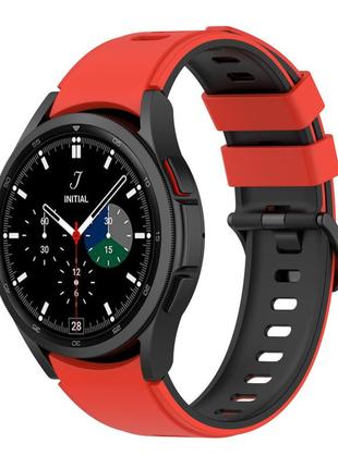 Силіконовий ремінець ricco для samsung galaxy watch4 classic 42mm / classic 46mm червоно-чорний 20мм