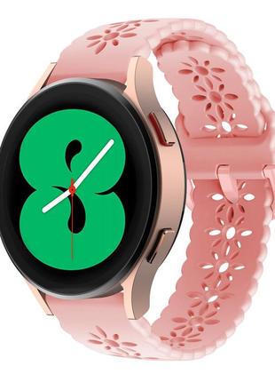 Силіконовий ремінець flower для samsung galaxy watch5 pro 45mm рожевий 20мм