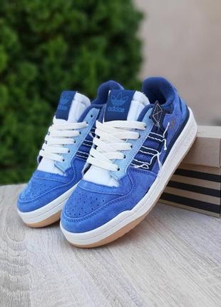 Жіночі кросівки adidas forum 84 low off-white blue адідас форум синього кольору