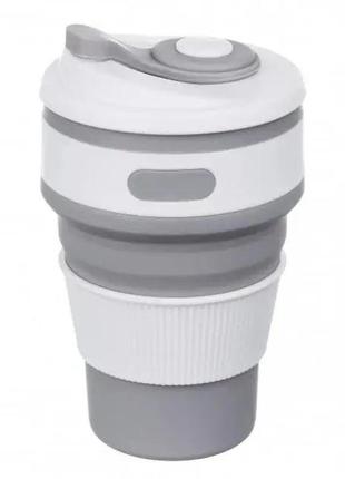 Кружка туристическая (складная/силиконовая), походная кружка силиконовая складная. цвет: серый