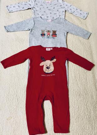 Набор замечательных рождественских слипов хлопковых комбинезонов пижам impidimpi (германия)