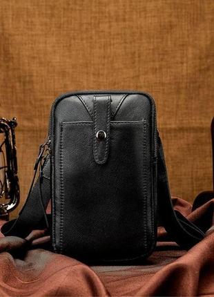 Черная компактная сумки из натуральной кожи vintage 148118 фото