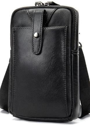 Черная компактная сумки из натуральной кожи vintage 148113 фото