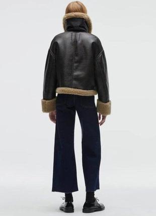 Женская зимняя куртка дубленка дубленка дубленка zara теплая коричневая6 фото