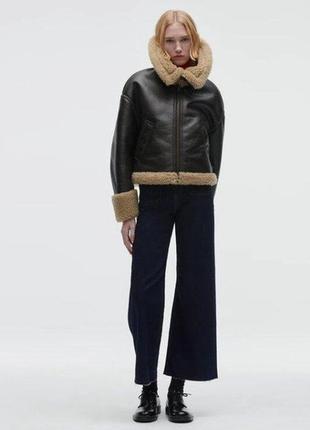 Женская зимняя куртка дубленка дубленка дубленка zara теплая коричневая5 фото