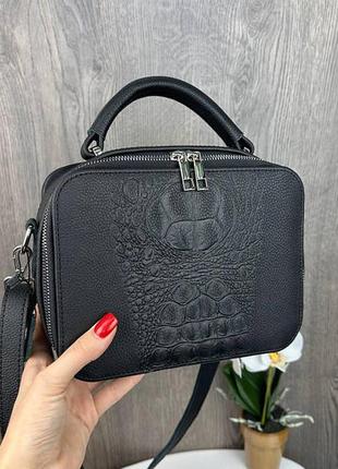 Женская кожаная сумка стиль zara, каркасная сумка зара черная натуральная кожа