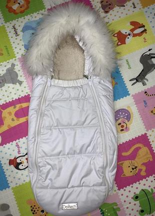 Конверт для новонароджених зимовий dorechi baby xs для колясок на овчині білий