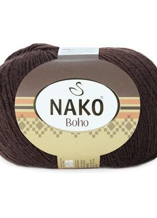 Шкарпеткова пряжа nako boho, коричневий 12536