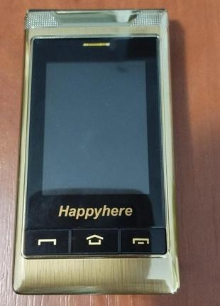 Мобільний телефон tkexun g10 (happyhere g10-c) gold зручна кнопкова розкладачка бабушкофон