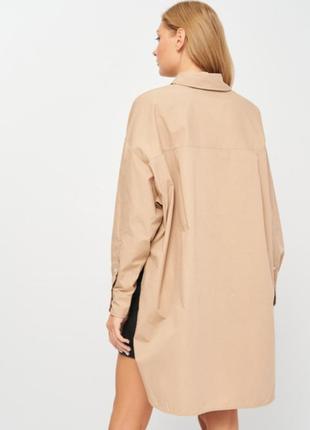 Рубашка оверсайз zara свободная объемная бежевая рубашка zara рубашка zara3 фото