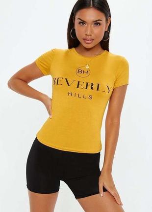 Missguided. товар из англии. футболка в обтяжку с надписью beverly hills.