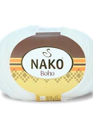 Шкарпеткова пряжа nako boho, білий 208