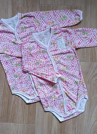 Дитячі бодіки довгий рукав на дівчинку р.80 - 9-12 місяців /80501/ набір 2шт., підійде близнюкам