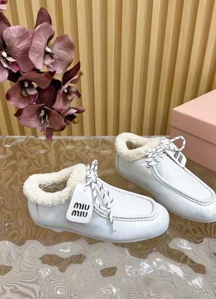 Туфлі зимові лофери miu miu