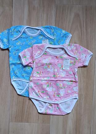 Дитячі бодіки короткий рукав на дівчинку р.68 - 3-6 місяців /81401/ набір 2шт.