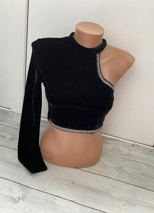Кофта оксамитова на одне плече, для танців shein xs (34)