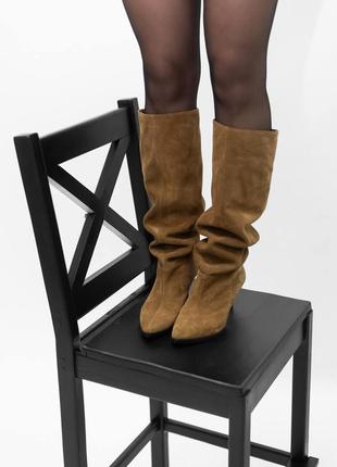 Натуральные сапоги без молнии