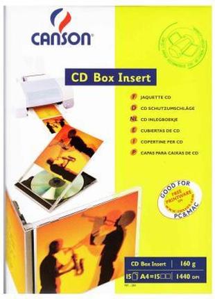 Бумага canson для cd/ dvd, вкладка, 160г, a4, 15ст (872846)