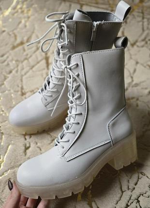 Белые ботинки/сапоги/ботинки из прессованной кожи, размер 37-38