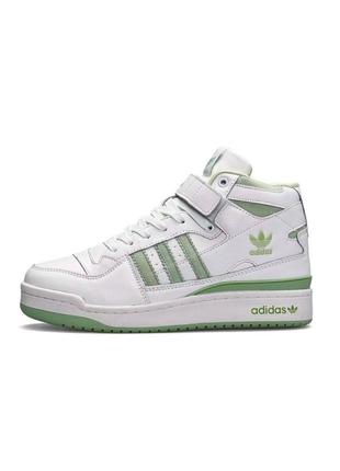 Женские кроссовки adidas forum 84 high white green fur
