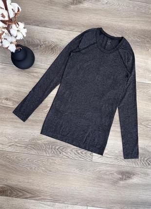 H&m женский спортивный беговой лонгслив термо тонкий базовый слой серый2 фото