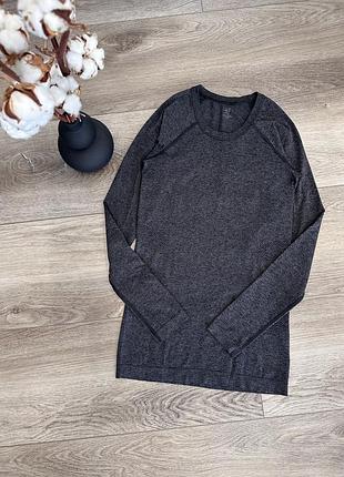 H&m женский спортивный беговой лонгслив термо тонкий базовый слой серый3 фото