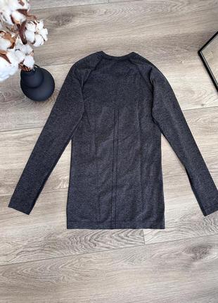 H&m женский спортивный беговой лонгслив термо тонкий базовый слой серый4 фото