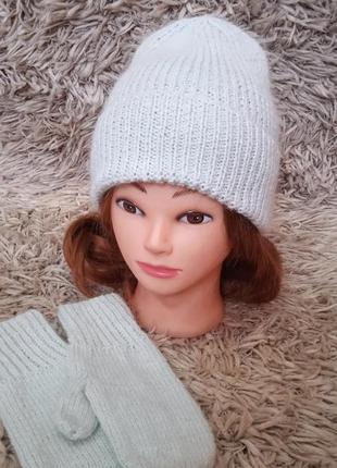 Комплект шапка и рукавицы из пуха норки