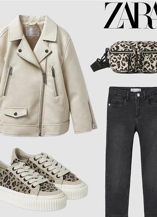Очень стильная и практичная кожаная куртка-косуха zara на девочку.