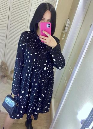 Чорна сукня в горошок new look maternity, uk 16/2xl