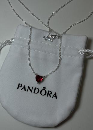 Кулон pandora "червоне серце з ореолом"