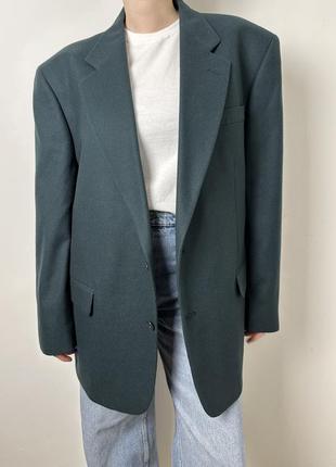 Темный зеленый шерстяной кашемир плотный пиджак с мужского плеча