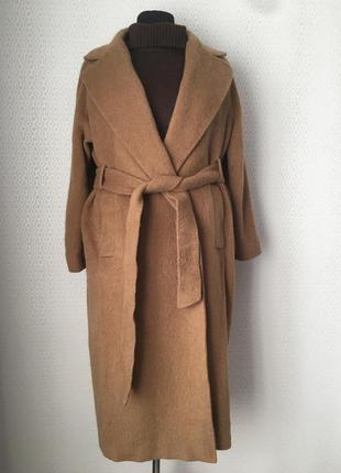 Шикарное шерстяное пальто оверсайз цвета кемел от h&m, размер xl