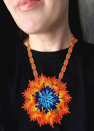 Цветочный гердан ручной делать, колье из бисера, украшение из бисера